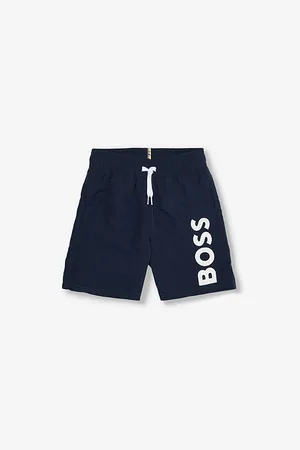 HUGO BOSS Brand-Print Two-Slip-Pockets Swim Shorts 4-16 Years