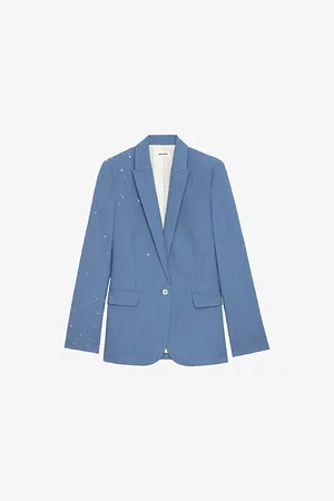 Zadig & Voltaire Womens Valse Rhinestone-Embellished Single-Breasted Stretch-Woven Blazer
