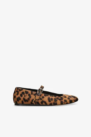 Le Monde Beryl Womens Leopard-Pattern Calf-Hair Mary-Jane Ballet Flats