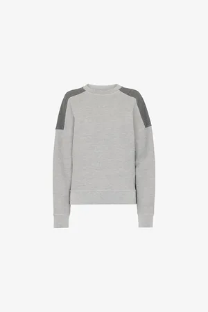 Whistles Womens Contrast-Detail Relaxed-Fit Cotton Sweatshirt