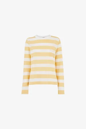 Whistles Womens Stripe-Pattern Patch-Pocket Cotton Top