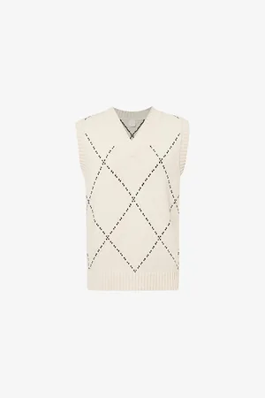 ELEVENTY Mens Contrast-Stitch V-Neck Wool Knitted Vest