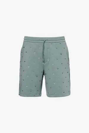 Emporio Armani Mens Eagle-Embroidered Stretch-Cotton Shorts
