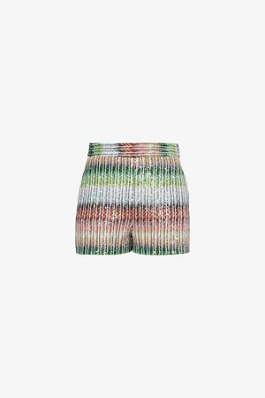 Missoni Womens Striped Sequin-Embellishment High-Rise Woven-Blend Shorts