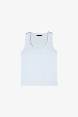 Maje Womens Round-Neck Stretch-Silk Vest Top