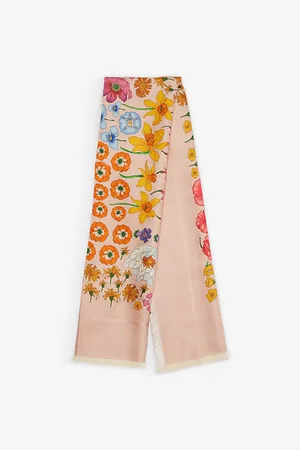 Gucci Womens Erbarium Floral-Print Silk-And-Wool-Blend Scarf