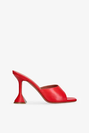 Amina Muaddi Womens Lupita 95 Leather Heeled Mules