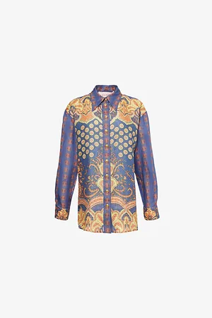 VALENTINO GARAVANI Womens Paisley-Pattern Long-Sleeve Linen Shirt
