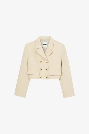 Sandro Womens Double-Breasted Cotton Jacket