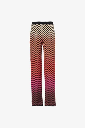 Missoni Womens Chevron-Print Elasticated-Waistband Straight-Leg High-Rise Cotton-Blend Trousers