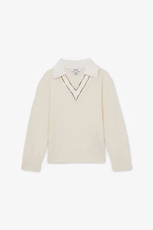Reiss Neena Contrast-Collar Wool Cricket Jumper 4-13 Years