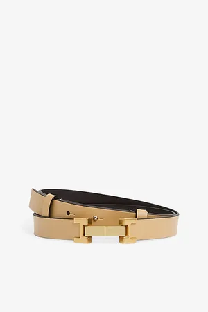 Reiss Womens Hayley Hinged-Buckle Leather Belt