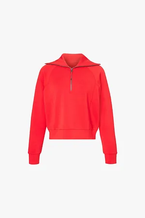 Spanx Womens Air Essentials Half-Zip Stretch-Jersey Sweatshirt