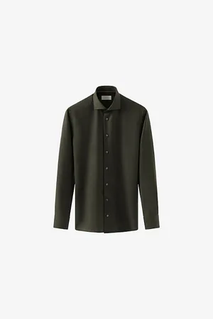 Eton Mens Spread-Collar Slim-Fit Wool Shirt