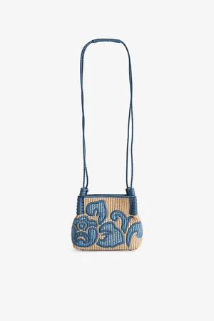 Etro Womens Libra Embroidered Mini Raffia Shoulder Bag