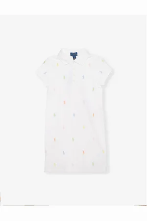 Ralph Lauren Embroidered Short-Sleeves Stretch-Cotton Pique Polo Dress 7-14 Years
