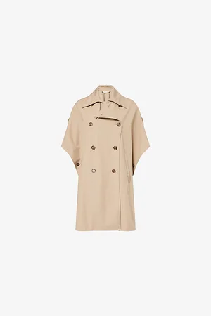 Max Mara Womens Finezza Double-Breasted Relaxed-Fit Cotton Cape