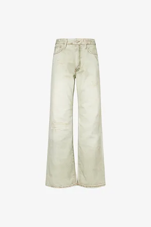 Won Hundred Womens Genoa Printed Wide-Leg High-Rise Denim Jeans
