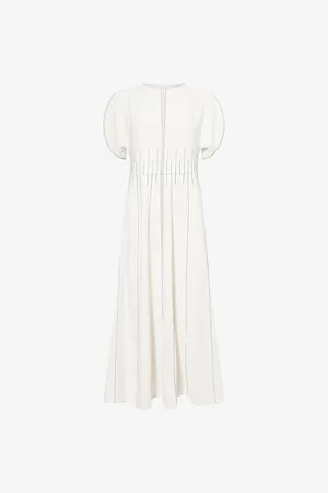 ME AND EM Womens Contrast Fluid Stich Woven Midi Dress