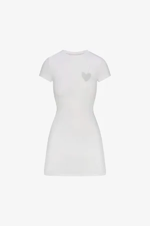 SKIMS Womens Heart Short-Sleeve Cotton-Jersey Mini Dress
