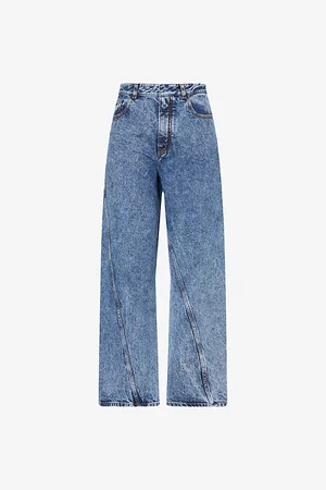 Alaïa Womens Twisted Straight-Leg Denim Jeans