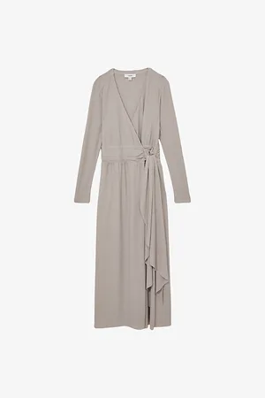 Reiss Womens Madeline Wrap-Tie Jersey Midi Dress