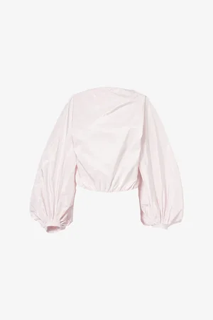 Alaïa Womens Balloon-Sleeve Open-Back Silk Bodysuit
