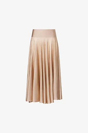 Alaïa Womens Flared Fine-Knit Maxi Skirt