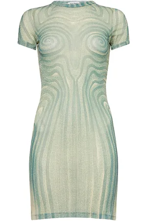 Jean Paul Gaultier Womens Spiral Short-Sleeves Woven Mini Dress