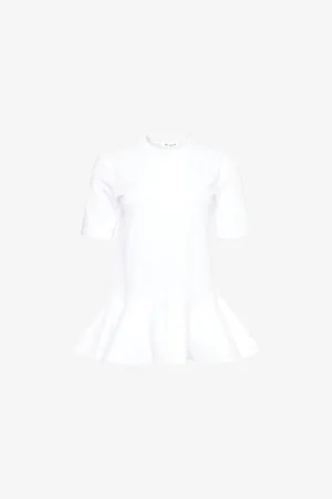 Alaïa Womens Peplum-Hem Long Cotton-Jersey T-Shirt