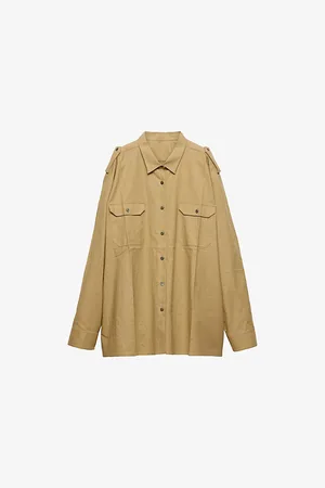 Prada Womens Triangle-Logo Oversized Cotton Shirt