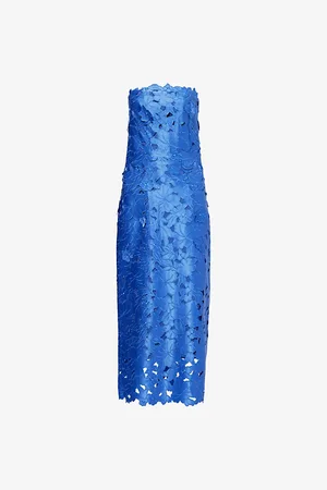 Costarellos Womens Delmara Bandeau Satin Midi Dress