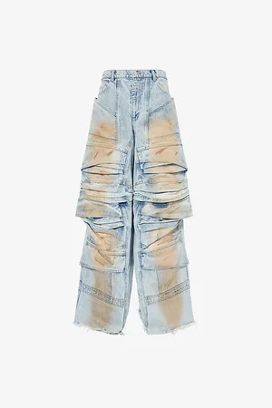 Natasha Zinko Womens Space Dirty-Wash Wide-Leg Jeans