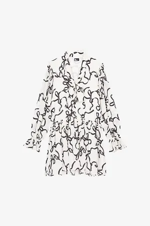 The Kooples Womens Ribbon-Print Ruffle-Trim Silk Mini Dress