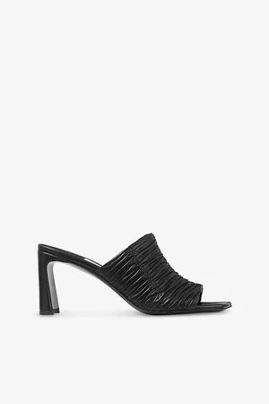 Jimmy Choo Womens Lua 75 Ruched Leather Heeled Mules