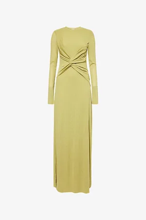 Nanushka Womens Rozal Draped-Front Mesh-Jersey Maxi Dress