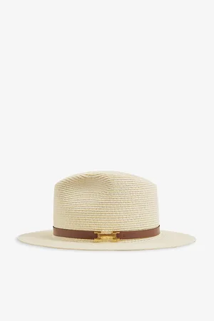 Reiss Womens Gigi Buckle-Embellished Raffia Hat