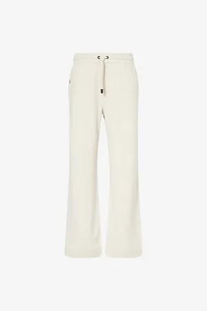 Moncler Womens Brand-Badge Wide-Leg Cotton-Jersey Jogging Bottoms