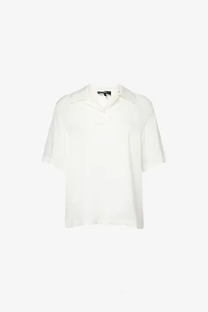 THEORY Womens Fluid Short-Sleeves Silk Polo Shirt