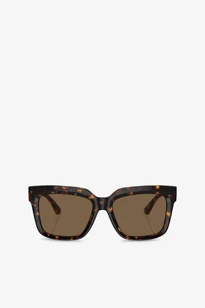 Burberry Womens Be4419 Square-Frame Tortoiseshell Acetate Sunglasses