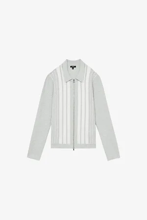 Reiss Mens Ambient Zip-Through Striped Knitted Jacket