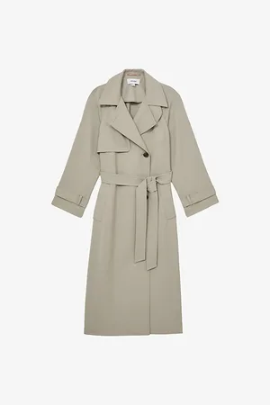 Reiss Womens Maddox Relaxed-Fit Double-Breasted Wool-Blend Trench
