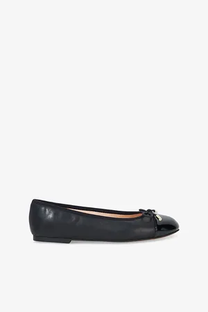 Dune Womens Highest Wide-Fit Leather Ballet Flats
