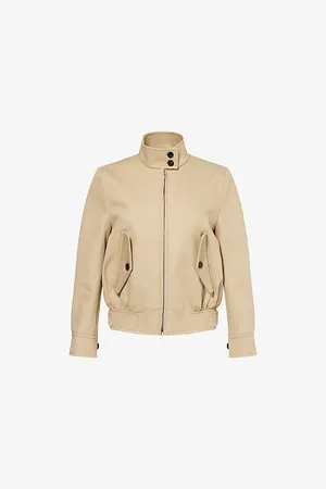 Gucci Womens Band-Collar Two-Buttoned-Pockets Regular-Fit Cotton Jacket