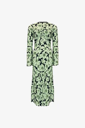 Ro&Zo Womens Floral-Print Flute-Sleeve Woven Midi Dress
