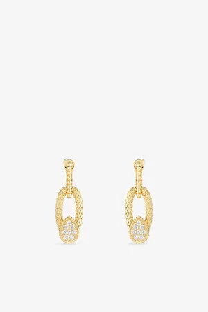 Boucheron Womens Serpent Bohème 18ct Yellow-Gold and 0.64ct Brilliant-Cut Diamond Drop Earrings