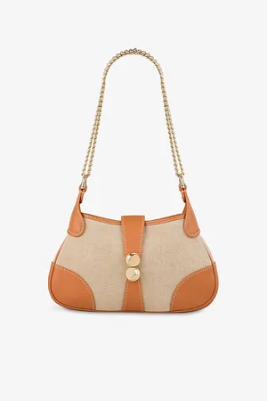 Sandro Womens Hardware-Embellished Canvas and Leather Shoulder Bag