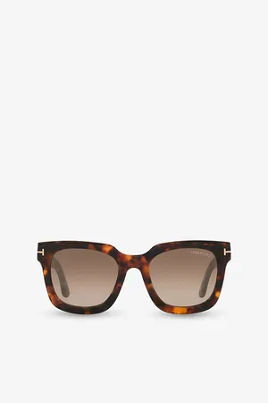 Tom Ford Womens Tr001843 Leigh Square-Frame Tortoiseshell Acetate Sunglasses