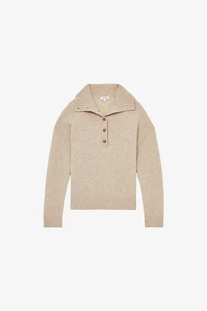 Reiss Womens Ava Open-Neck Long-Sleeve Wool and Cashmere-Blend Jumper