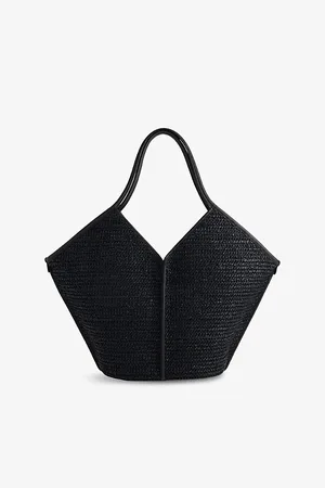 Hereu Womens Calella Leather-Trim Raffia Tote Bag
